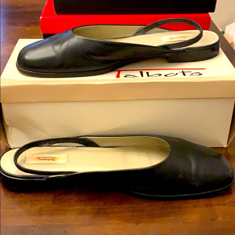 Talbots Vintage 10.5 Black Leather Slingbacks